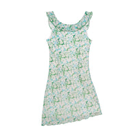 Green Petal Sheer Floral Ribbon Sleeveless Top