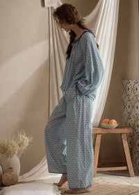 Retro Geometric Cotton Long Sleeve Women's Pajama Set(2COLOR)