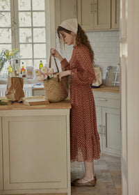 Amber Soft Tide Vintage Floral Chiffon Dress