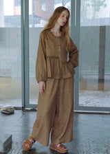 Vintage Brown Polka Dot Cotton Loungewear Set