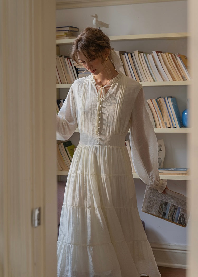 Daydream Romantic Vintage Tiered Long Sleeve Dress(2COLOR)