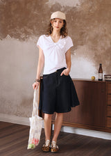 Éloise Ribbon Front Top | Soft T-Shirt for Summer(3COLOR)