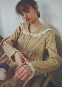 Honey Dot Lace Collar Cotton Nightdress