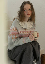 Pastel Nordic Fair Isle Vintage Sweater Cardigan