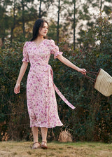 Amélie Rose Garden Wrap Dress | Romantic Pink Floral Dress