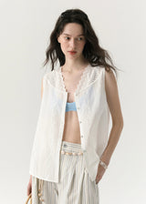 Élise Eyelet Lace Sleeveless Blouse