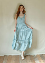 Mint Ruffle Melody Tiered Sleeveless Long Vintage Long Dress