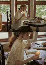 Butterlight Poem Blouse | Pintuck Vintage Top in Ivory Yellow