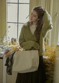 Soft Ember Mohair Deep V-Neck Sweater(2COLOR)