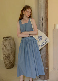 Garden Rhythm Smocked Waist Sleeveless Dress(2COLOR)