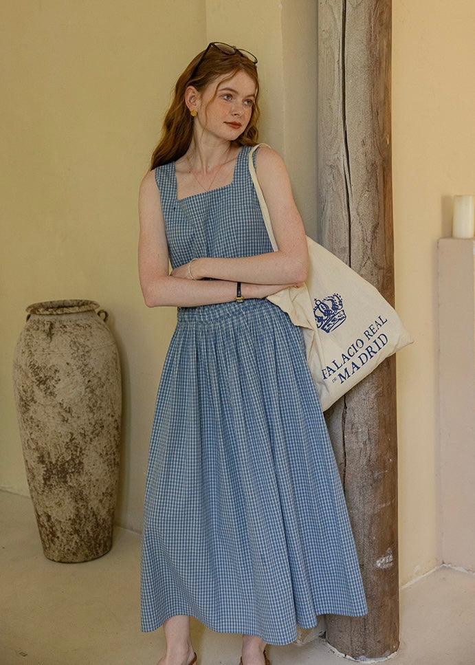 Garden Rhythm Smocked Waist Sleeveless Dress(2COLOR)