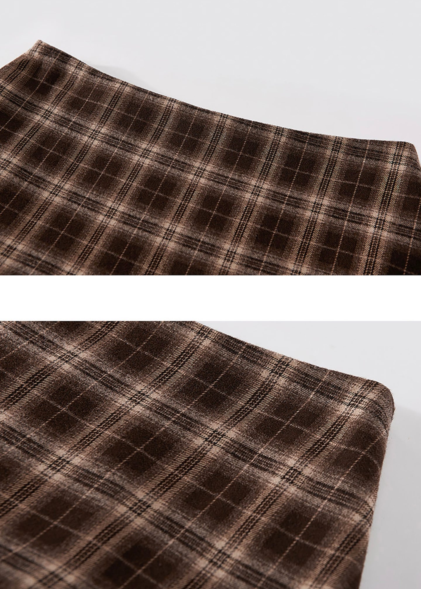 Autumn Waltz Asymmetric Brown Plaid Midi Skirt