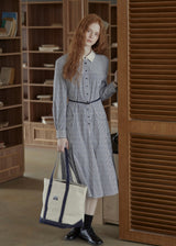 Colette Blue Stripe Belted Shirt Dress