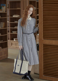 Colette Blue Stripe Belted Shirt Dress
