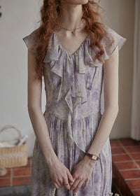 Fleur de Lune Dress | French Lavender Ruffle Maxi