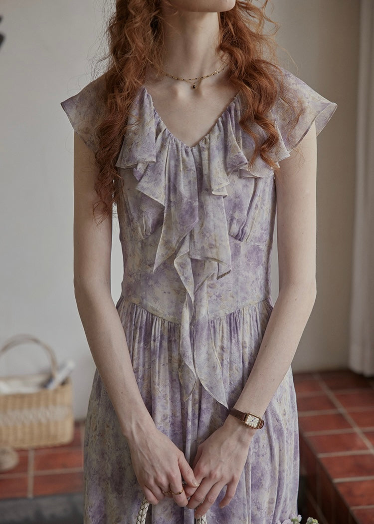 Fleur de Lune Dress | French Lavender Ruffle Maxi