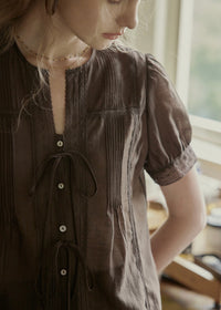 Velour Cocoa Tie Lace Ramie Set