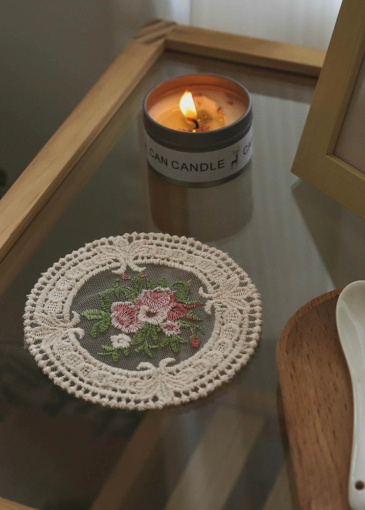Vintage Lace Floral Tea Coaster|Romantic Table Decor