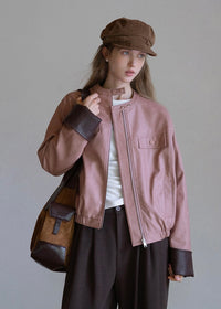 Muted Rose Vintage Faux Leather Jacket