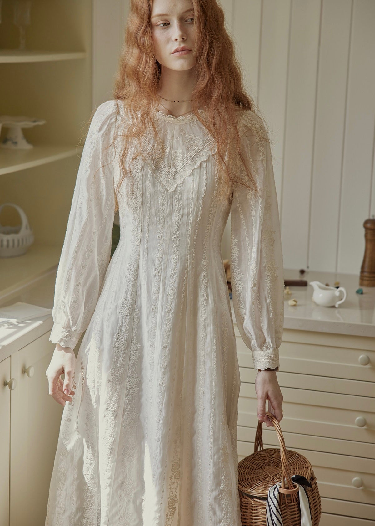 Heirloom Embroidered Vintage White Maxi Dress