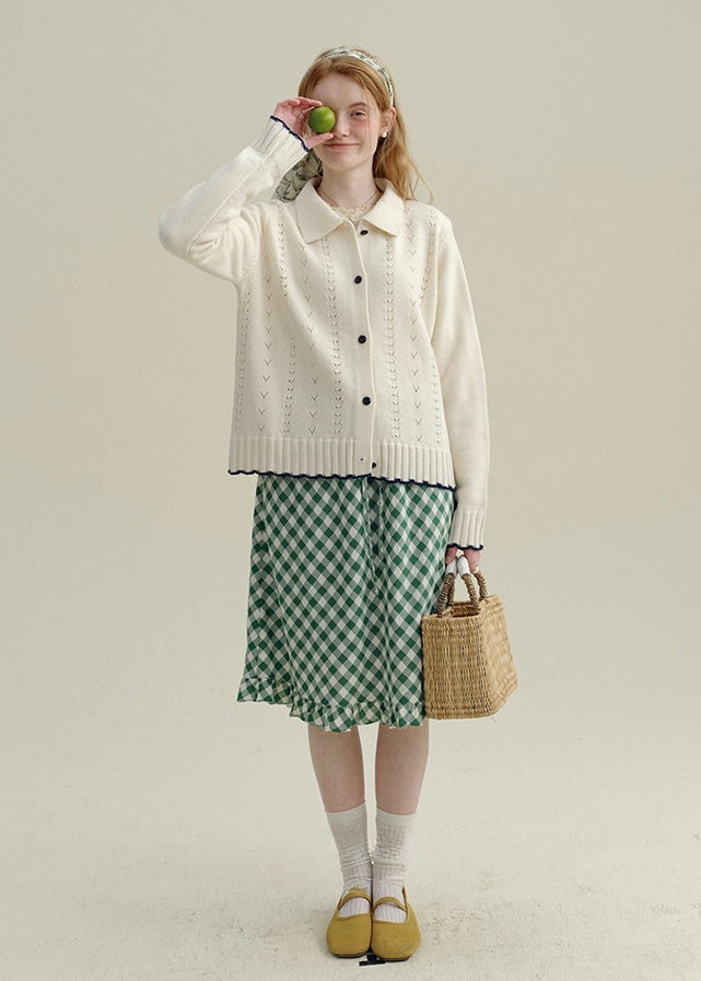 Soft Creamy Ivory Lace Knit Vintage Cardigan