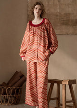 Retro Geometric Cotton Long Sleeve Women's Pajama Set(2COLOR)