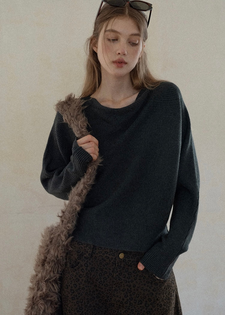 Soft Rhythm Boat-Neck Knit Top