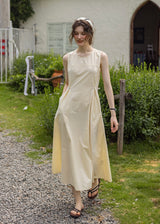 'Afternoon Sunshine' Patchwork Sleeveless Cotton Dress