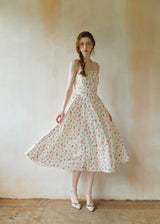 Summer Poem Rose Print Halter Backless Dress