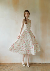 Summer Poem Rose Print Halter Backless Dress
