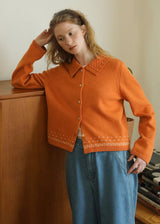 Autumn/Winter Clementine Twisted Collar Vintage Knit Cardigan