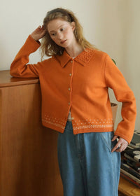 Autumn/Winter Clementine Twisted Collar Vintage Knit Cardigan