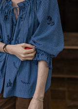 Meadow Poem Embroidered Blouse | Romantic Cotton Round Neck Shirt(2COLOR)