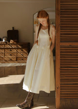 Warm Ivory Textured Sleeveless A-Line Dress