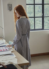 Colette Blue Stripe Belted Shirt Dress