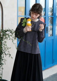 Autumn Café Check Sailor Blouse