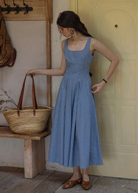 Picnic Breeze Dress | Gingham Check Sleeveless Flare Summer Dress(2COLOR)
