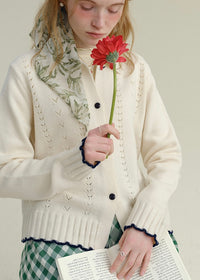 Soft Creamy Ivory Lace Knit Vintage Cardigan