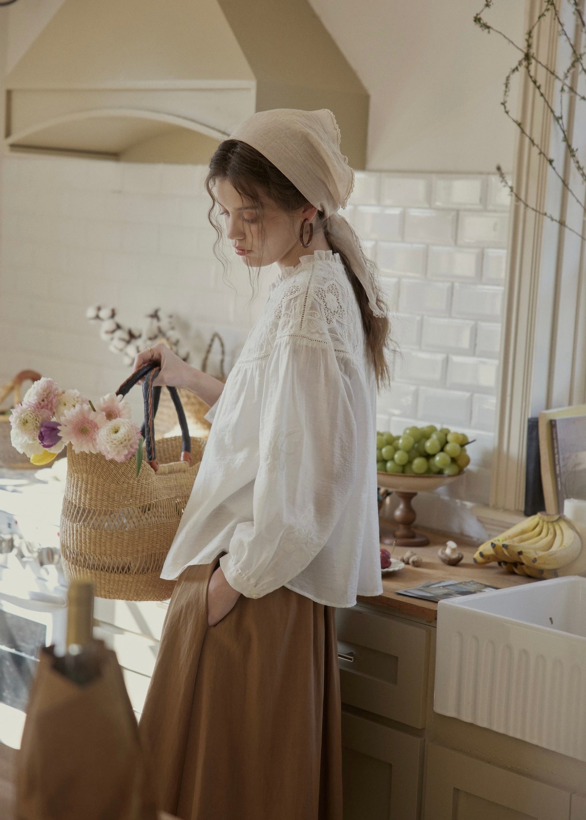 Butterfly Letter Embroidered Vintage Lace Blouse