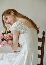 Élise Broderie White Dress | Romantic Lace Cotton Maxi Dress