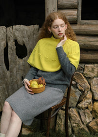 Dotted Ribbed Knit Capelet(2COLOR)