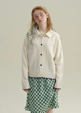 Soft Creamy Ivory Lace Knit Vintage Cardigan