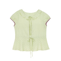 Celery Whisper Blouse | Soft Green Romantic Tie Blouse