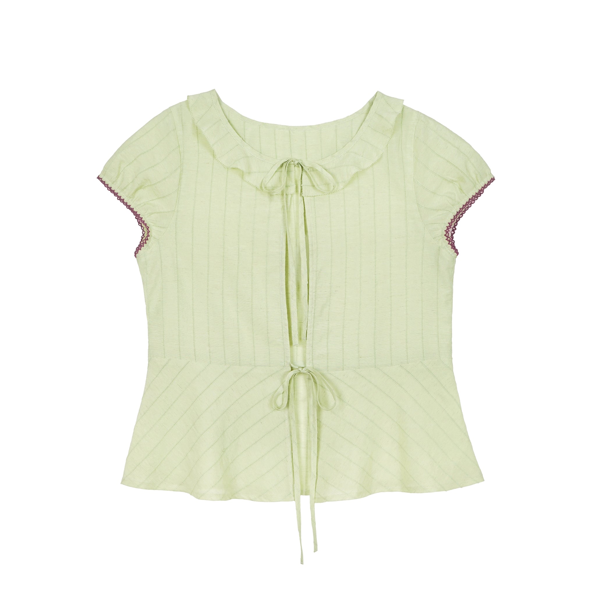 Celery Whisper Blouse | Soft Green Romantic Tie Blouse
