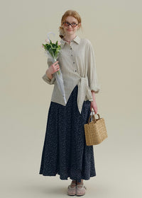 Striped Tie-Waist Wrap Vintage Shirt