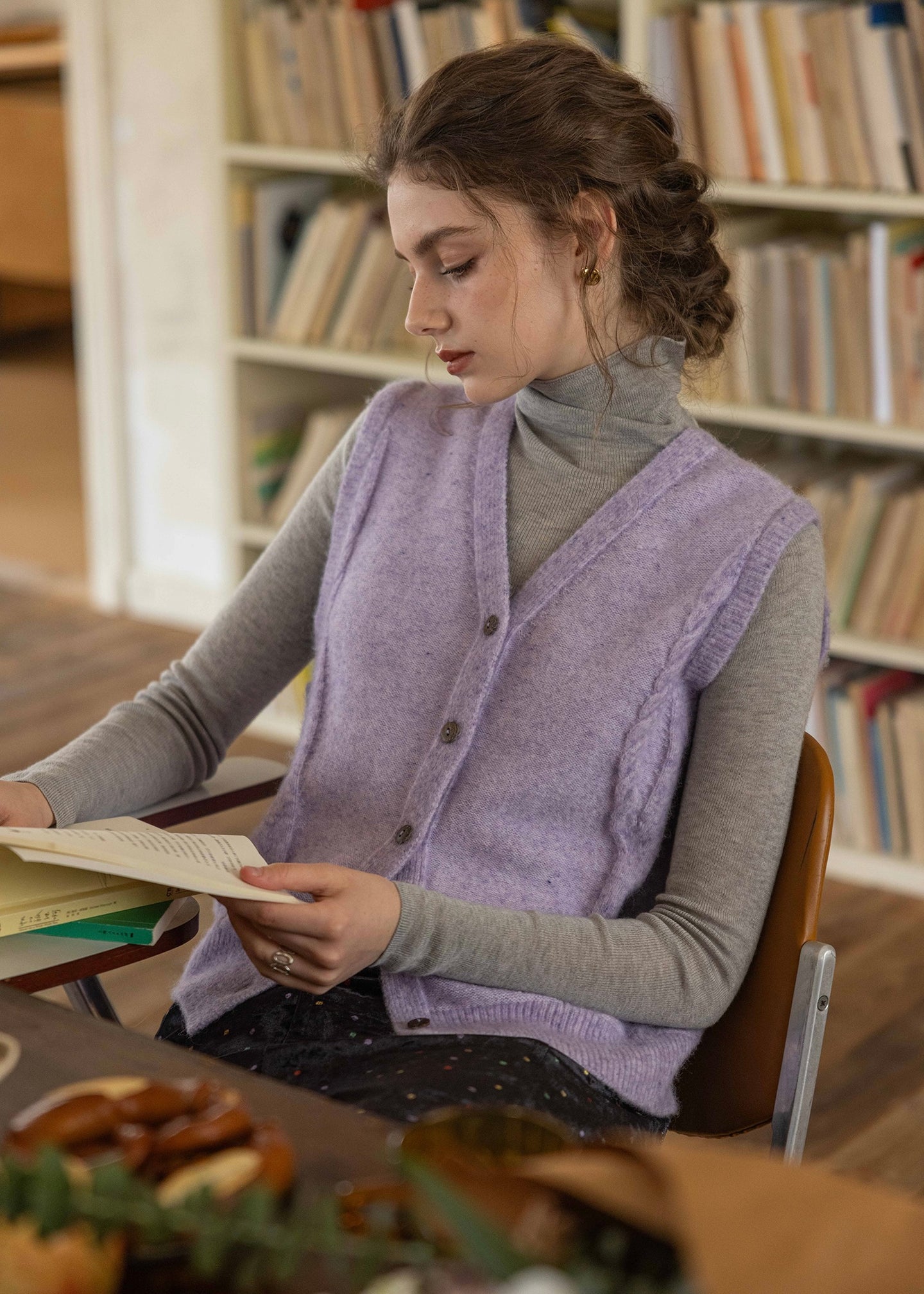 Morning Lilac Wool Knit Vest