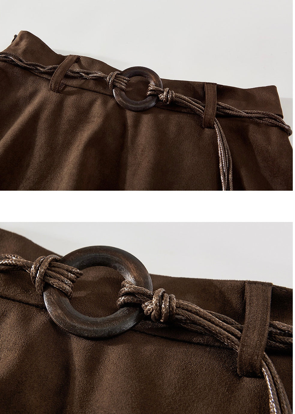 Belted Faux Suede Handkerchief Midi Skirt(2COLOR)