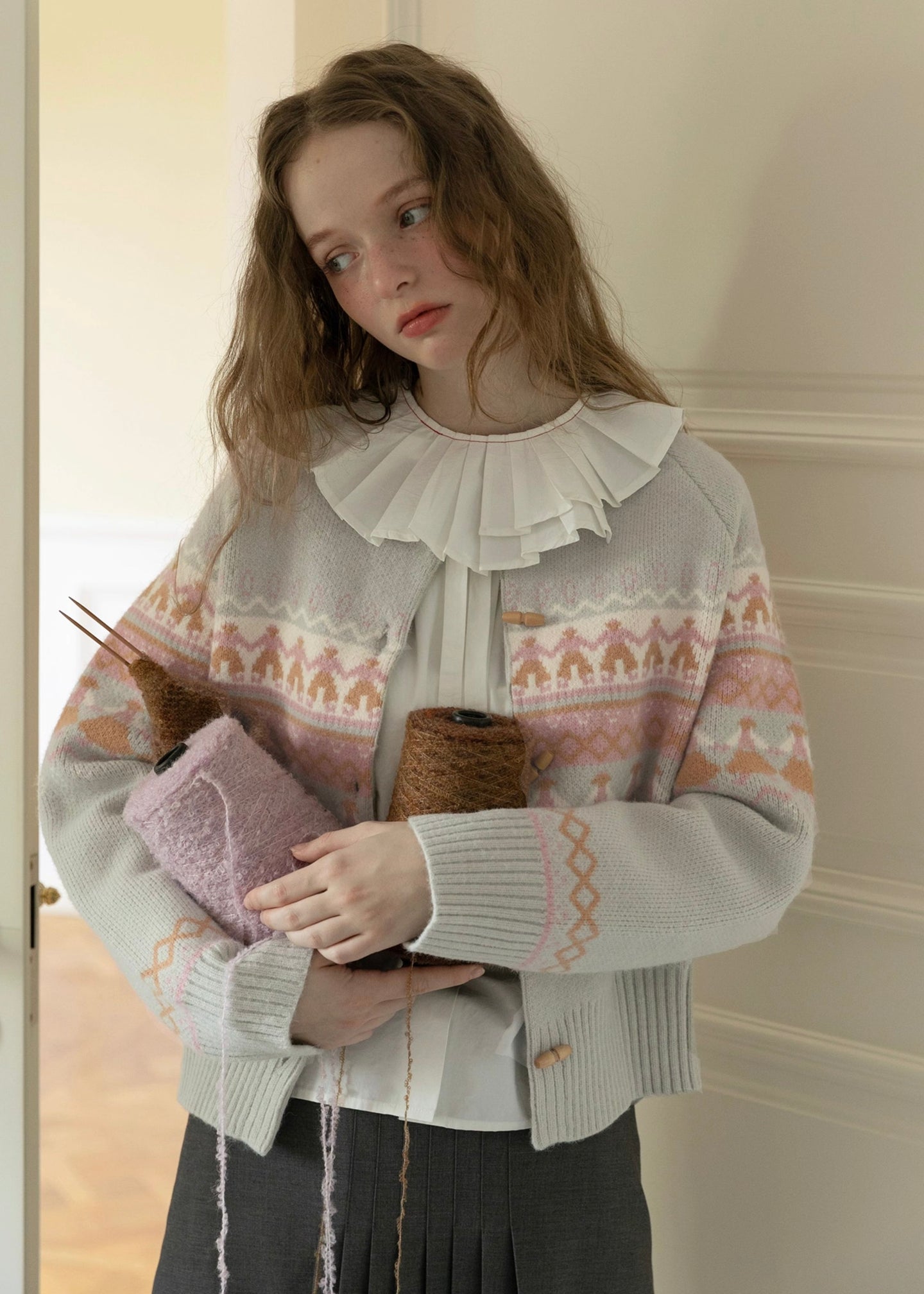 Pastel Nordic Fair Isle Vintage Sweater Cardigan