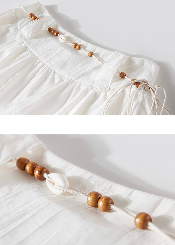 Asymmetrical Layered Skirt with Beaded Tie(2COLOR)