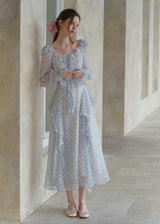 Pastel Ribbon Days Dress | Vintage Gingham Ruffle Long Dress